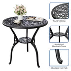 Table de bistrot en aluminium pour terrasse, table à manger d'extérieur résistante aux intempéries avec trou pour parasol, petite table d'appoint ronde pour jardin/porche/arrière-cour