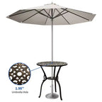 Table de bistrot en aluminium pour terrasse, table à manger d'extérieur résistante aux intempéries avec trou pour parasol, petite table d'appoint ronde pour jardin/porche/arrière-cour