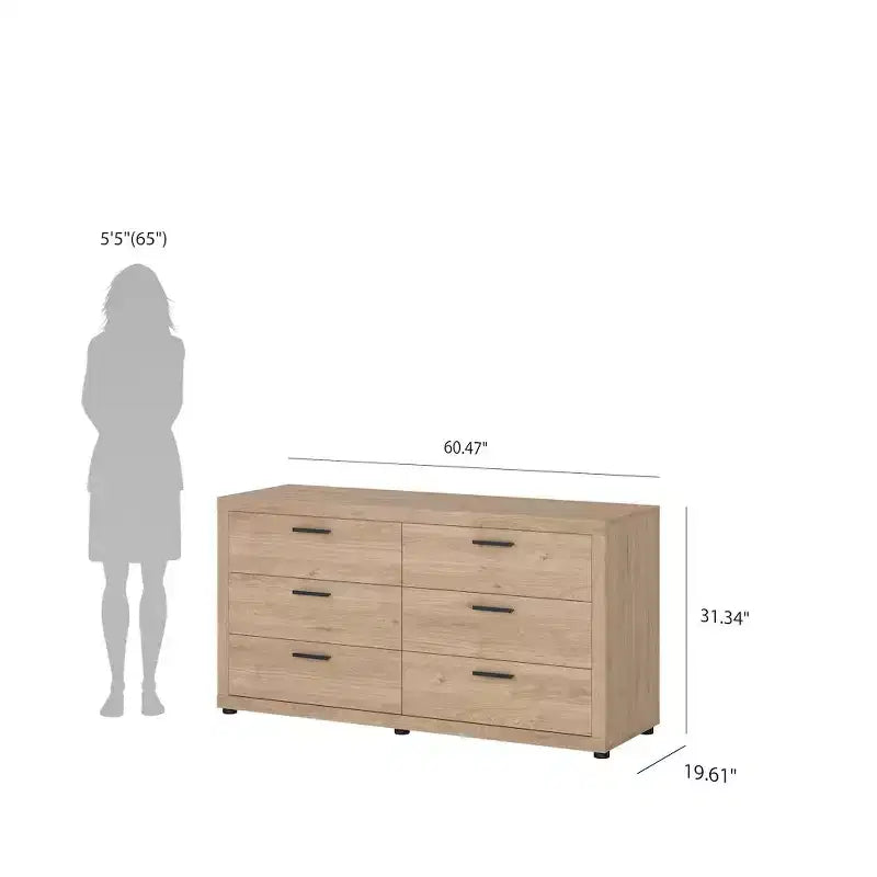 Tvilum, Commode double à 6 tiroirs Mira, Jackson Hickory