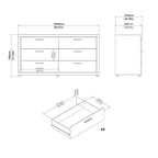 Tvilum, Commode double à 6 tiroirs Mira, Jackson Hickory