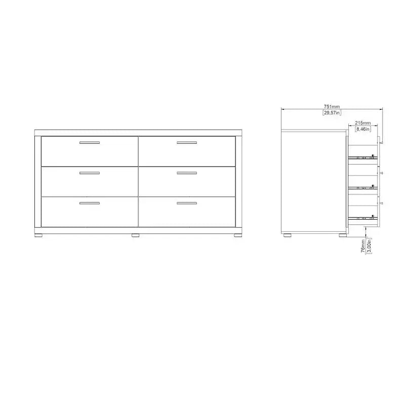 Tvilum, Commode double à 6 tiroirs Mira, Jackson Hickory