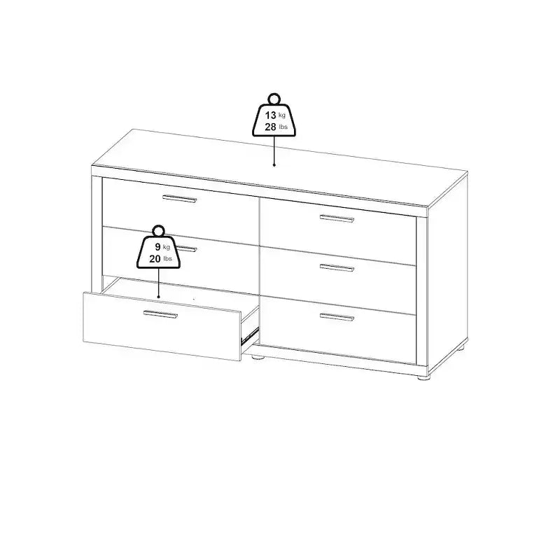 Tvilum, Commode double à 6 tiroirs Mira, Jackson Hickory