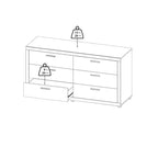 Tvilum, Commode double à 6 tiroirs Mira, Jackson Hickory