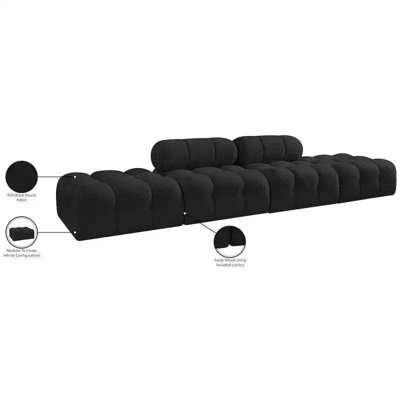 Meridian Furniture Ames Canapé Modulable 4 Pièces Rembourré en Tissu Bouclé 136