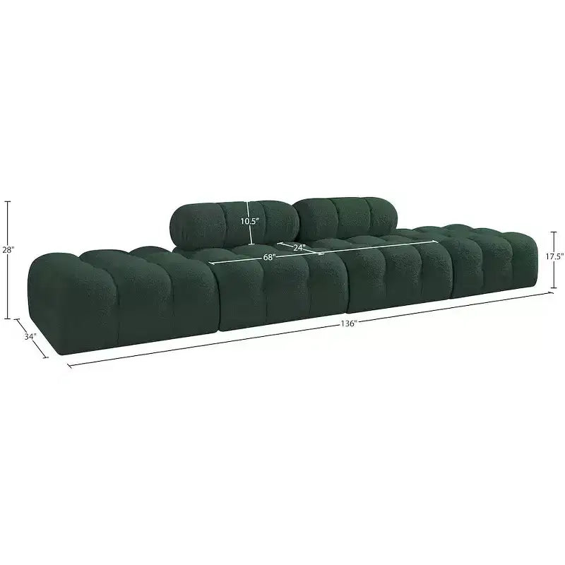 Meridian Furniture Ames Canapé Modulable 4 Pièces Rembourré en Tissu Bouclé 136