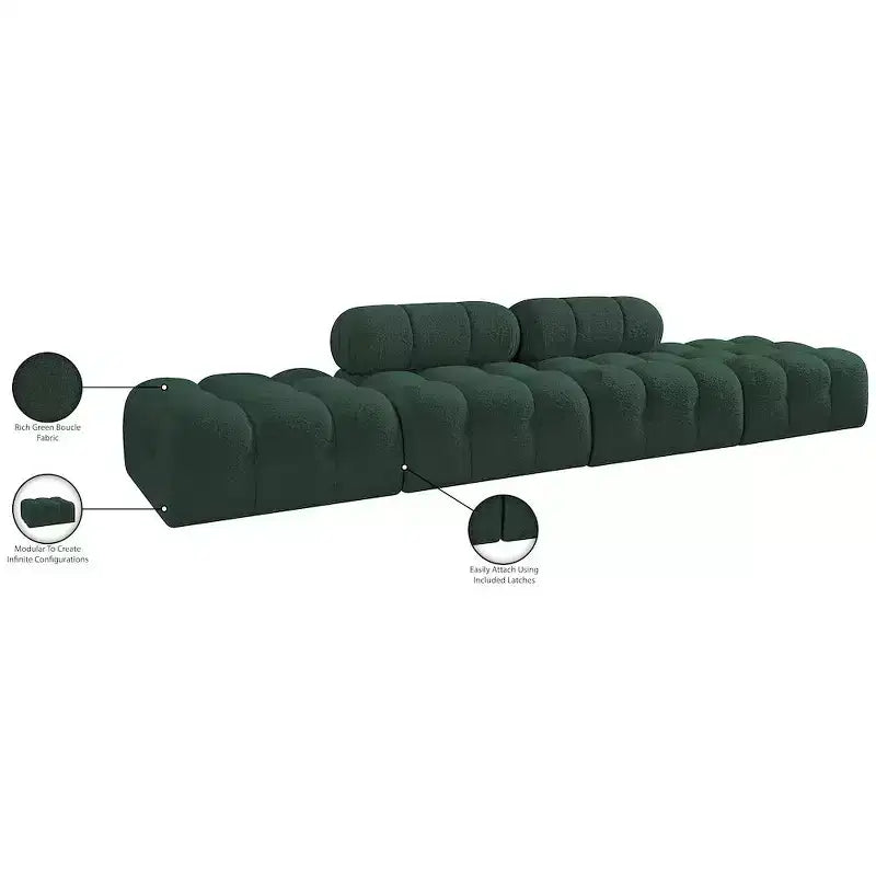 Meridian Furniture Ames Canapé Modulable 4 Pièces Rembourré en Tissu Bouclé 136