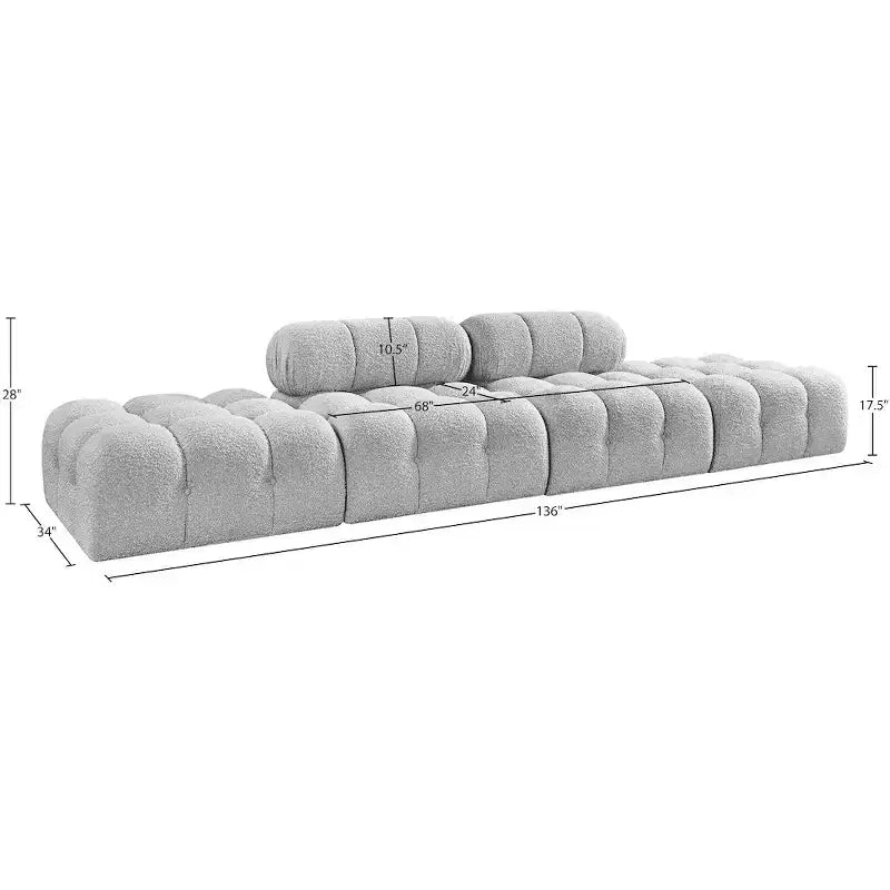 Meridian Furniture Ames Canapé Modulable 4 Pièces Rembourré en Tissu Bouclé 136
