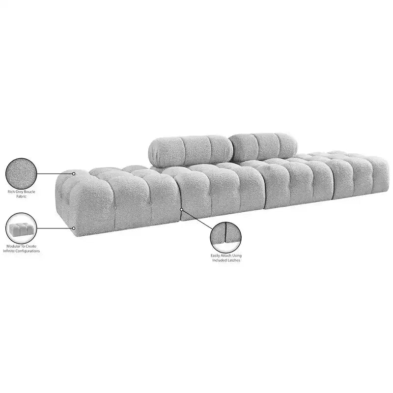 Meridian Furniture Ames Canapé Modulable 4 Pièces Rembourré en Tissu Bouclé 136