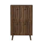 Meuble à chaussures moderne avec portes, meuble de rangement pour chaussures en noyer, petits meubles à chaussures pour entrée, placard et petits espaces-Panipeachy