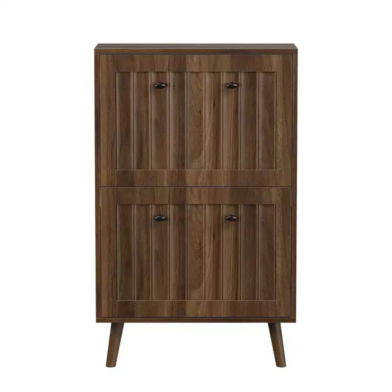 Meuble à chaussures moderne avec portes, meuble de rangement pour chaussures en noyer, petits meubles à chaussures pour entrée, placard et petits espaces-Panipeachy