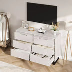 COZONY 6 Drawer Dresser 47.2 Wide Wooden Storage Cabinet, Freestanding Chest with Large Storage for Bedroom, Living Room, Hallway, White