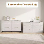 COZONY Commode 6 Tiroirs 120 cm Large en Bois, Meuble de Rangement Autonome avec Grande Capacité pour Chambre, Salon, Couloir, Blanc