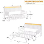 Cadre de lit banquette double GustoWave avec lit gigogne, lumière LED et station de recharge