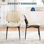 Lot de 2 chaises de salle à manger modernes du milieu du siècle, chaises de cuisine rembourrées en cuir PU avec dossier en bois courbé noyer et pieds en métal pour salle à manger et cuisine