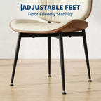 Lot de 2 chaises de salle à manger modernes du milieu du siècle, chaises de cuisine rembourrées en cuir PU avec dossier en bois courbé noyer et pieds en métal pour salle à manger et cuisine