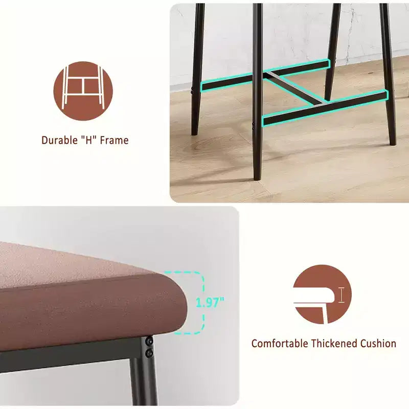 Lot de 4 tabourets de bar avec accoudoirs, hauteur de 66 cm, tabourets de bar modernes en métal avec dossier et repose-pieds, siège large pour îlot de cuisine, montage facile