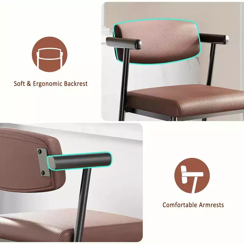 Lot de 4 tabourets de bar avec accoudoirs, hauteur de 66 cm, tabourets de bar modernes en métal avec dossier et repose-pieds, siège large pour îlot de cuisine, montage facile