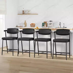 Lot de 4 tabourets de bar avec accoudoirs, hauteur de 66 cm, tabourets de bar modernes en métal avec dossier et repose-pieds, siège large pour îlot de cuisine, montage facile