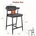Lot de 4 tabourets de bar avec accoudoirs, hauteur de 66 cm, tabourets de bar modernes en métal avec dossier et repose-pieds, siège large pour îlot de cuisine, montage facile