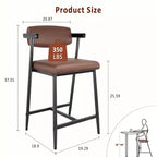 Lot de 4 tabourets de bar avec accoudoirs, hauteur de 66 cm, tabourets de bar modernes en métal avec dossier et repose-pieds, siège large pour îlot de cuisine, montage facile