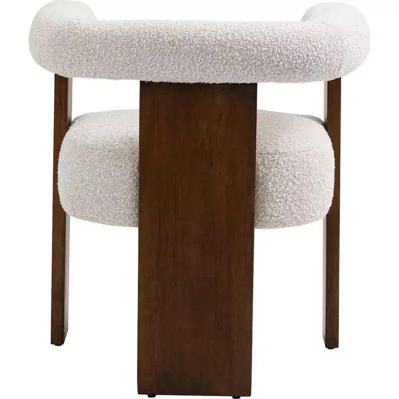 Chaise de salle à manger Meridian Furniture Barrel en tissu bouclé crème