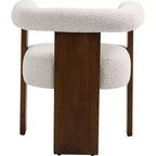 Chaise de salle à manger Meridian Furniture Barrel en tissu bouclé crème