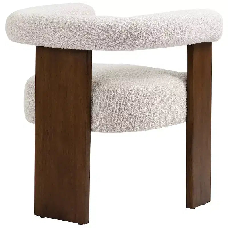 Chaise de salle à manger Meridian Furniture Barrel en tissu bouclé crème