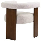 Chaise de salle à manger Meridian Furniture Barrel en tissu bouclé crème