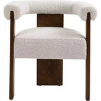 Chaise de salle à manger Meridian Furniture Barrel en tissu bouclé crème