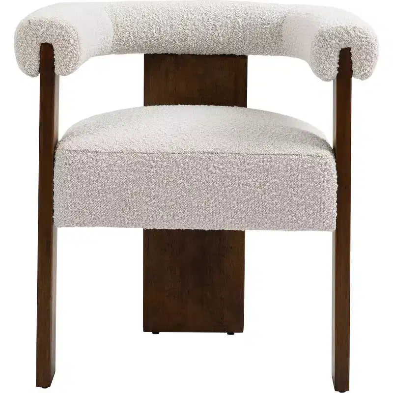 Chaise de salle à manger Meridian Furniture Barrel en tissu bouclé crème