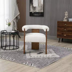 Chaise de salle à manger Meridian Furniture Barrel en tissu bouclé crème