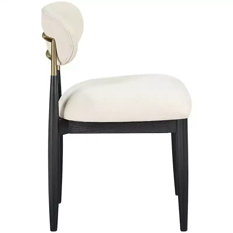 Meridian Furniture Riccio, Chaise de salle à manger latérale rembourrée en tissu performant crème, lot de 2