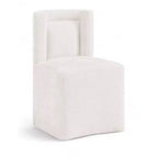 Meridian Furniture Duvina Cream Chenille Performance Fabric Upholstered Dining Chair