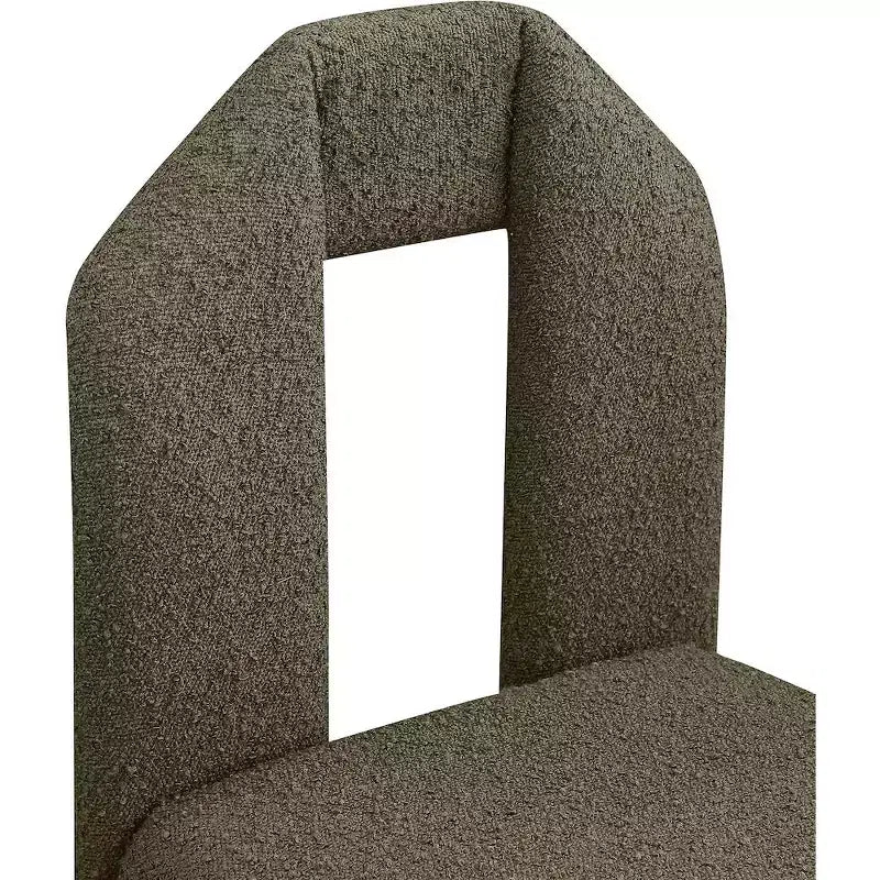Chaise de salle à manger en tissu bouclé olive Bennett de Meridian Furniture, lot de 2