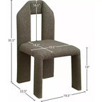 Chaise de salle à manger en tissu bouclé olive Bennett de Meridian Furniture, lot de 2