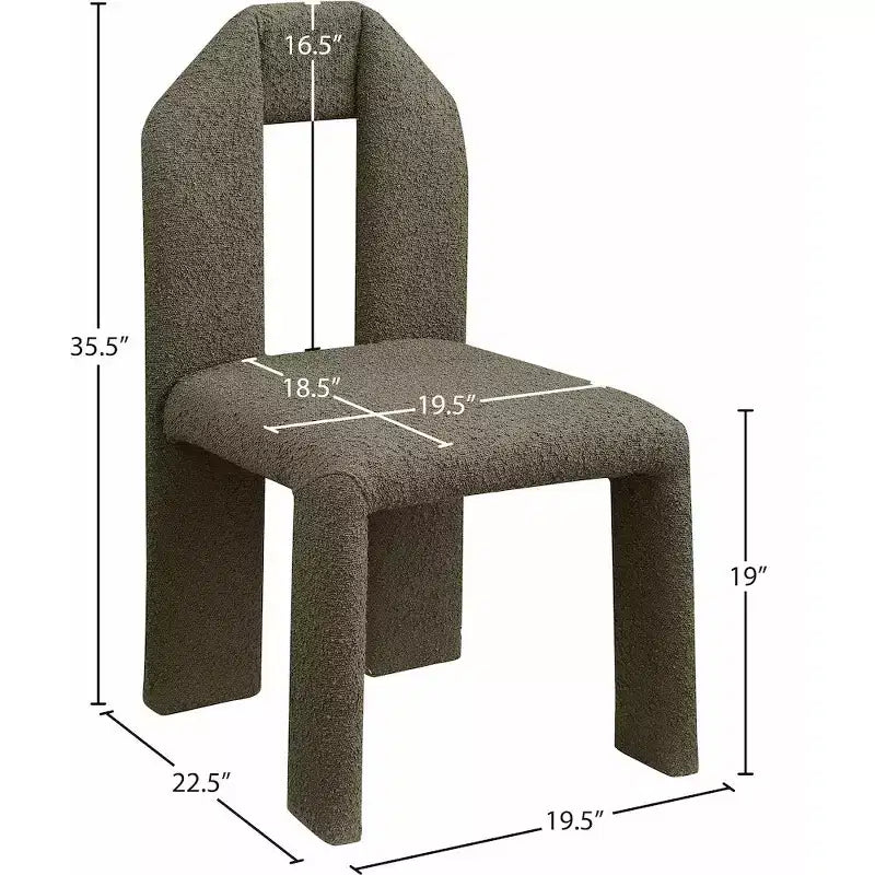 Chaise de salle à manger en tissu bouclé olive Bennett de Meridian Furniture, lot de 2