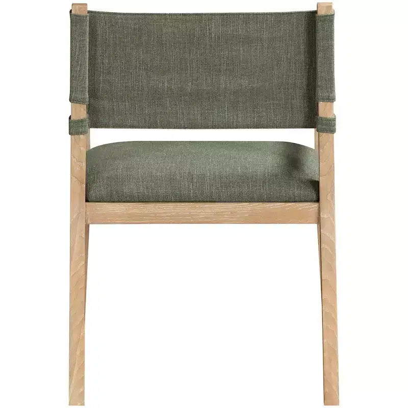 Meridian Furniture Chaise de salle à manger avec accoudoirs en tissu texturé lin olive Avon