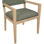 Meridian Furniture Chaise de salle à manger avec accoudoirs en tissu texturé lin olive Avon
