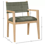 Meridian Furniture Chaise de salle à manger avec accoudoirs en tissu texturé lin olive Avon
