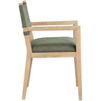 Meridian Furniture Chaise de salle à manger avec accoudoirs en tissu texturé lin olive Avon