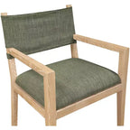 Meridian Furniture Chaise de salle à manger avec accoudoirs en tissu texturé lin olive Avon