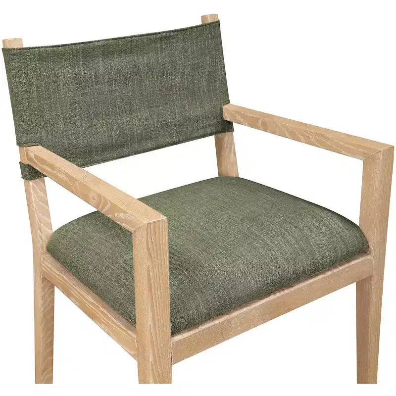 Meridian Furniture Chaise de salle à manger avec accoudoirs en tissu texturé lin olive Avon