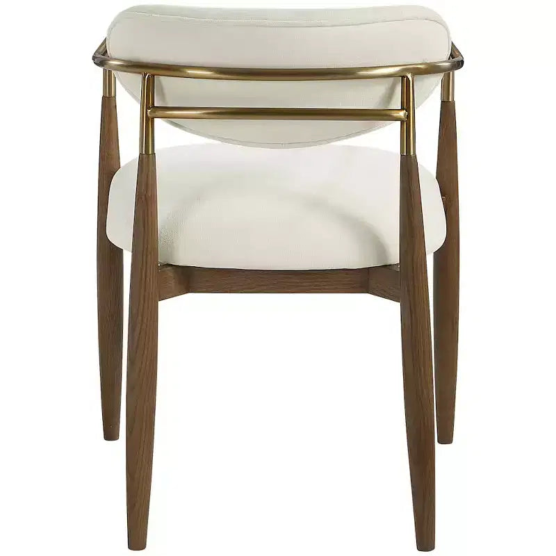 Chaise de salle à manger capitonnée en tissu performant crème Riccio de Meridian Furniture avec accoudoirs, lot de 2