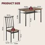 Ensemble de salle à manger 5 pièces de style ferme marron pour 4 personnes, table de cuisine rectangulaire en bois avec 4 chaises et étagère de rangement pour salle à manger et petits espaces
