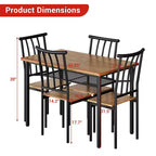 Ensemble de salle à manger 5 pièces de style ferme marron pour 4 personnes, table de cuisine rectangulaire en bois avec 4 chaises et étagère de rangement pour salle à manger et petits espaces