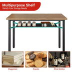 Ensemble de salle à manger 5 pièces de style ferme marron pour 4 personnes, table de cuisine rectangulaire en bois avec 4 chaises et étagère de rangement pour salle à manger et petits espaces