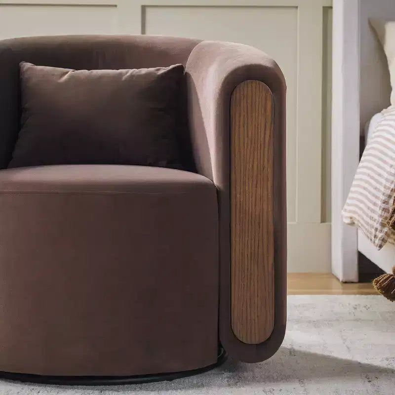 Fauteuil d'appoint pivotant moderne en tissu capitonné