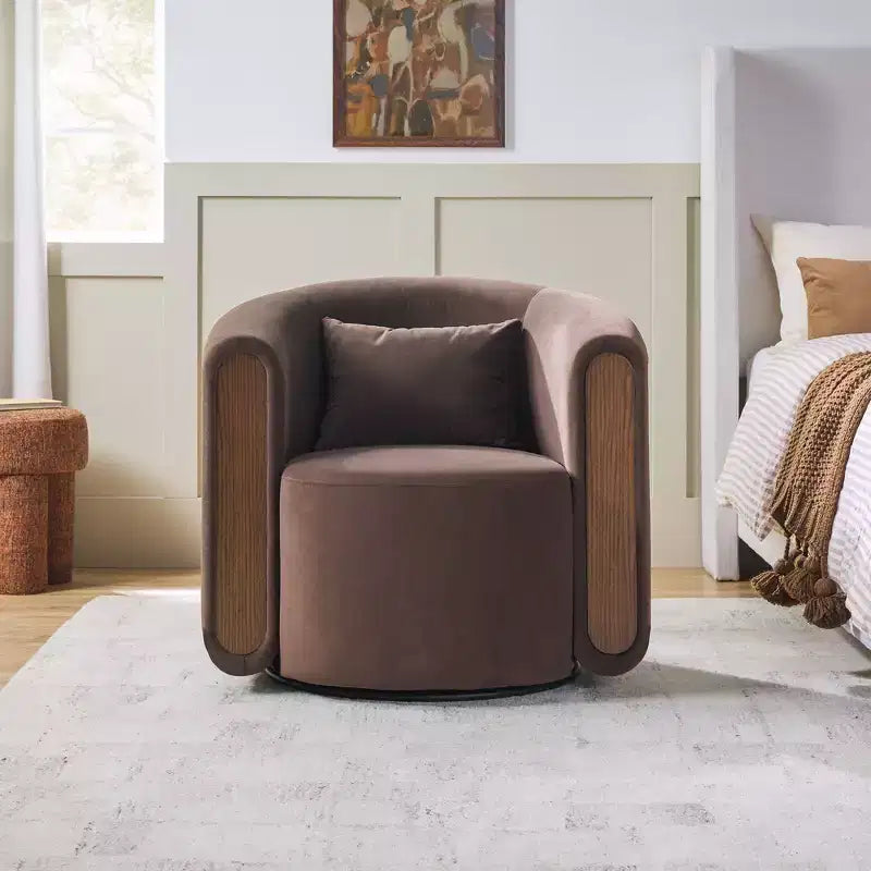 Modern Upholstered Swivel Barrel Accent Chair