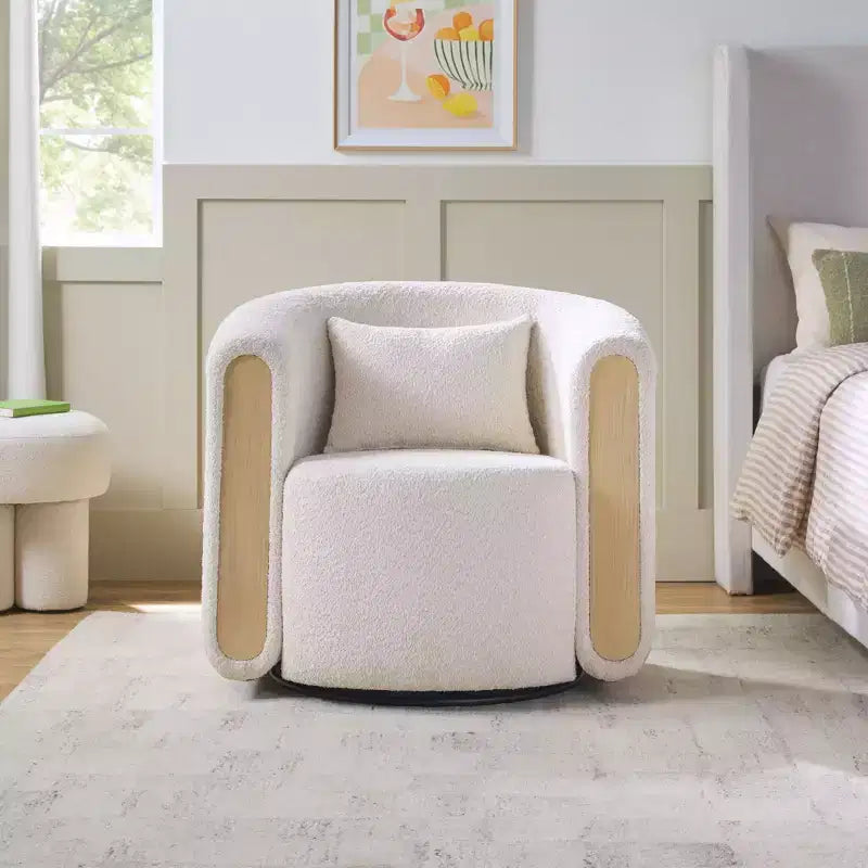 Fauteuil d'appoint pivotant moderne en tissu capitonné