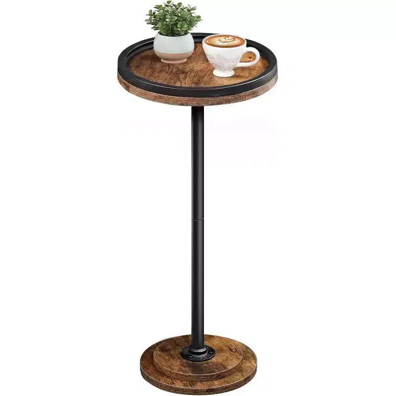 ALUCSET Small Round Side Table, Drink Table, Coffee Martini Table with Pedestal Accent for Small Spaces in Living Room, Bedroom, Sofa Couch
